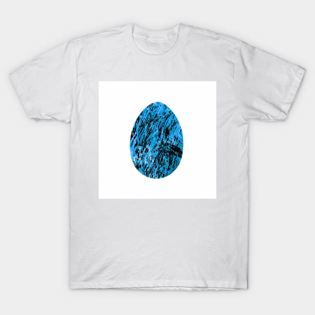 Easter egg - abstract blue-black textured watercolor, trendy earthy tones, colors, isolated on white. Design for background, cover and packaging, Easter and food illustration, greeting card. T-Shirt by Olesya Pugach